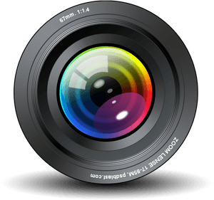 Colorful Camera Lens Reflection PNG image with transparent background
