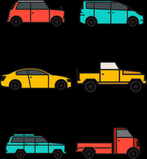 Colorful Car Vectors Set PNG