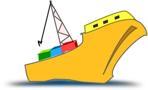 Colorful Cargo Ship Illustration PNG Image