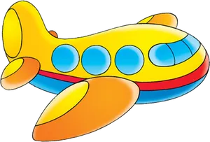 Colorful Cartoon Airplane PNG Image