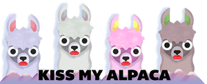 Colorful Cartoon Alpacaswith Accessories PNG