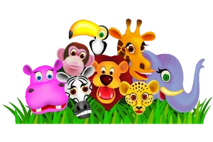Colorful_ Cartoon_ Animal_ Friends PNG Image