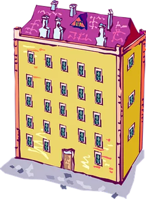 Colorful Cartoon Apartment Building PNG Image