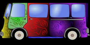 Colorful Cartoon Bus Illustration PNG image with transparent background