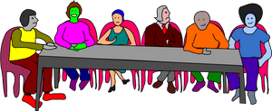 Colorful Cartoon Business Meeting PNG image with transparent background