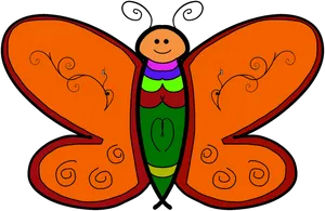 Colorful Cartoon Butterfly PNG Image