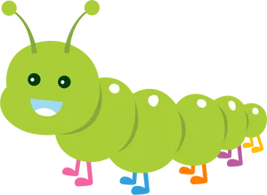 Colorful Cartoon Caterpillar PNG Image