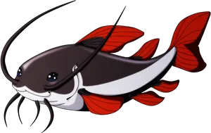 Colorful Cartoon Catfish PNG Image