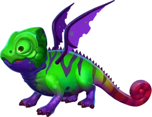 Colorful Cartoon Chameleon PNG Image