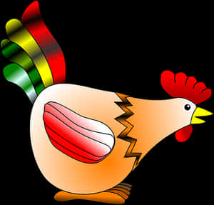 Colorful Cartoon Chicken Illustration PNG image with transparent background
