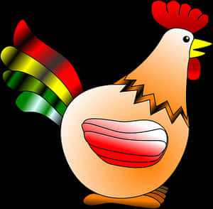 Colorful Cartoon Chicken Illustration PNG image with transparent background
