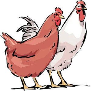 Colorful Cartoon Chickens PNG Image