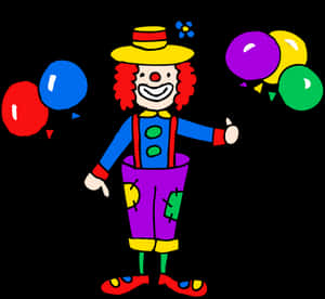 Colorful Cartoon Clownwith Balloons PNG image with transparent background