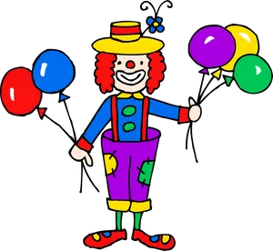 Colorful Cartoon Clownwith Balloons PNG Image