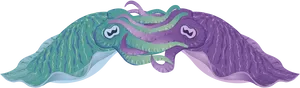 Colorful Cartoon Cuttlefish PNG Image