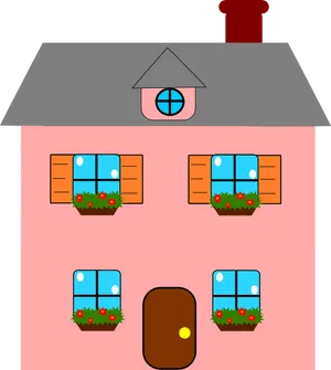 Colorful Cartoon Dollhouse Facade PNG Image