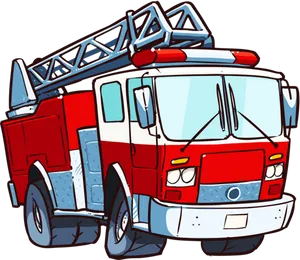 Colorful Cartoon Fire Truck PNG Image