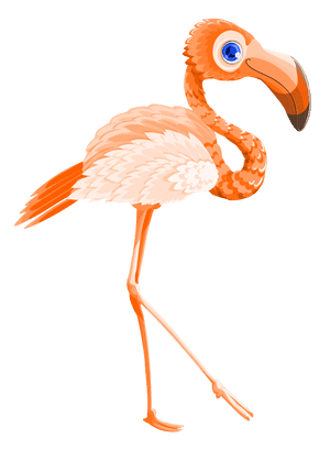 Colorful Cartoon Flamingo Standing PNG image with transparent background