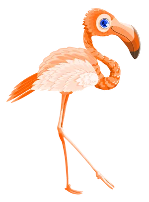 Colorful Cartoon Flamingo Standing PNG Image