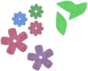 Colorful Cartoon Flowersand Leaves PNG Image