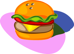 Colorful Cartoon Hamburger Illustration PNG image with transparent background