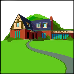 Colorful Cartoon Houseat Night PNG Image