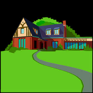 Colorful Cartoon Houseat Night PNG with transparent background
