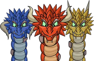 Colorful Cartoon Hydra Heads PNG Image