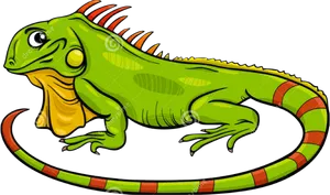 Colorful Cartoon Iguana PNG Image