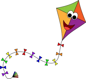 Colorful Cartoon Kite With Tail PNG Image