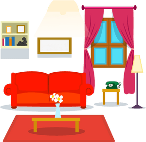 Table Living Room Couch Cartoon - Living Room Cartoon Png, Transparent Png PNG image with transparent background
