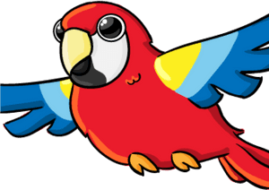 Colorful_ Cartoon_ Macaw_ Flying PNG image with transparent background