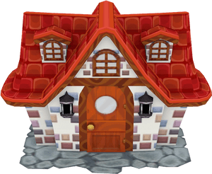 Colorful Cartoon Mansion Front View PNG image with transparent background