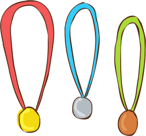 Colorful Cartoon Medals Set PNG image with transparent background