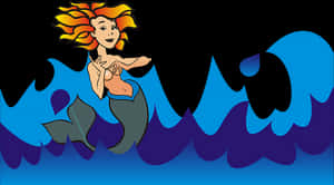 Colorful Cartoon Mermaid Waves PNG image with transparent background