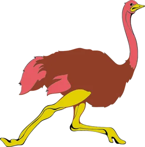 Colorful Cartoon Ostrich PNG Image