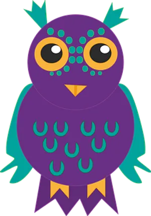 Colorful Cartoon Owl Illustration PNG Image