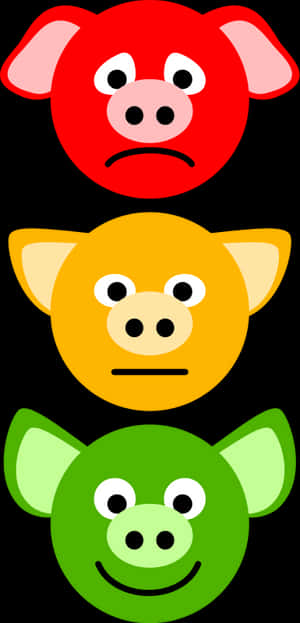 Colorful Cartoon Pigs Expressions PNG image with transparent background