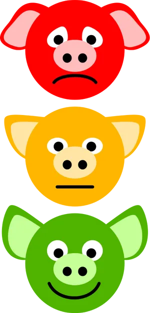 Colorful Cartoon Pigs Expressions PNG Image