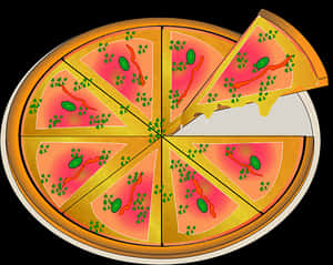 Colorful Cartoon Pizza Illustration PNG with transparent background