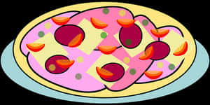 Colorful Cartoon Pizza Illustration PNG image with transparent background