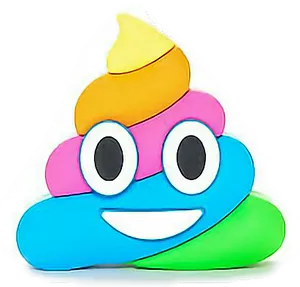 Colorful Cartoon Poop Emoji PNG Image