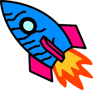 Colorful Cartoon Rocket Clipart PNG Image