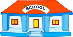 Colorful Cartoon School Building PNG Image