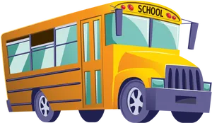 Colorful Cartoon School Bus PNG Image