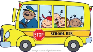 Colorful Cartoon School Buswith Children PNG Image