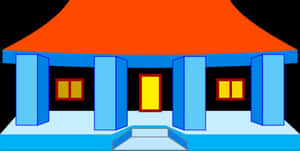 Colorful Cartoon School Front View PNG image with transparent background