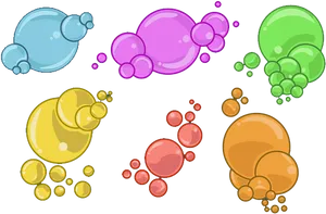 Colorful Cartoon Soap Bubbles PNG Image