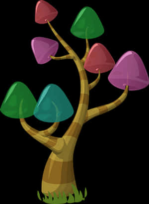 Colorful Cartoon Tree Illustration PNG image with transparent background
