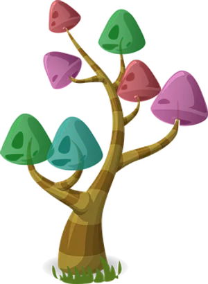 Colorful Cartoon Tree Illustration PNG Image